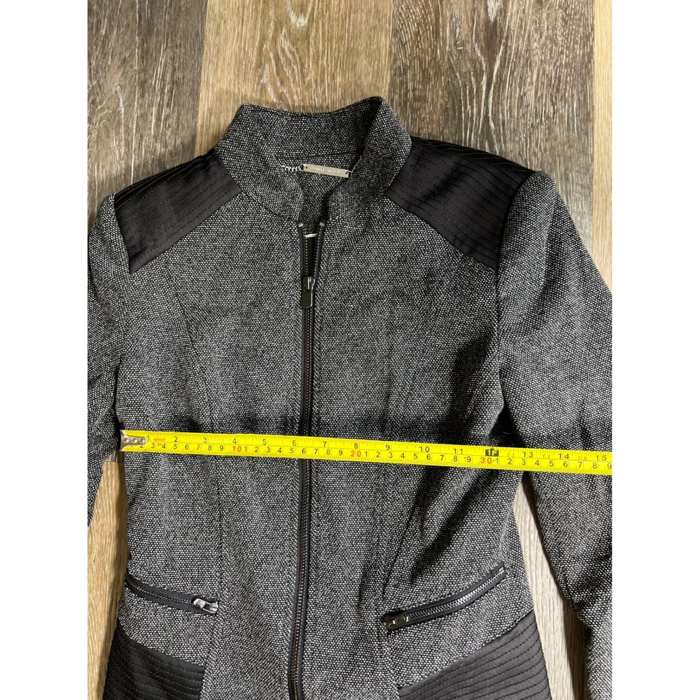 White House Black Market Jacket Womens‎ XS Black Gray Excellent Tweed Moto Zip - Picture 5 of 7